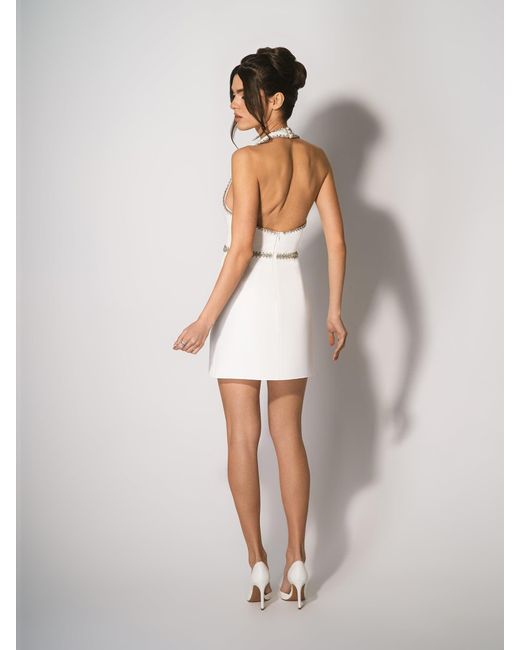 Tia Dorraine White Tender Love Crystal-Embellished Mini Dress