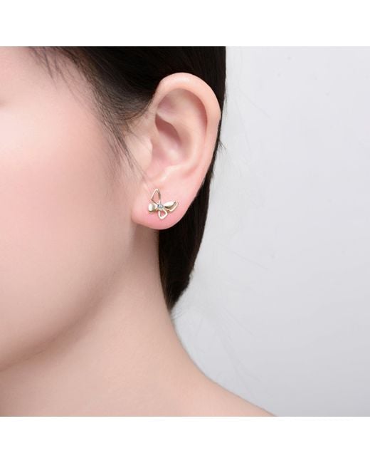 Genevive Jewelry Metallic Rachel Glauber Plated With Clear Cubic Zirconia Butterfly Stud Earrings