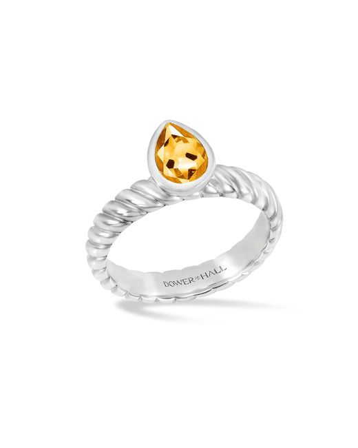 Dower & Hall Metallic Citrine Pear Twist Twinkle Ring