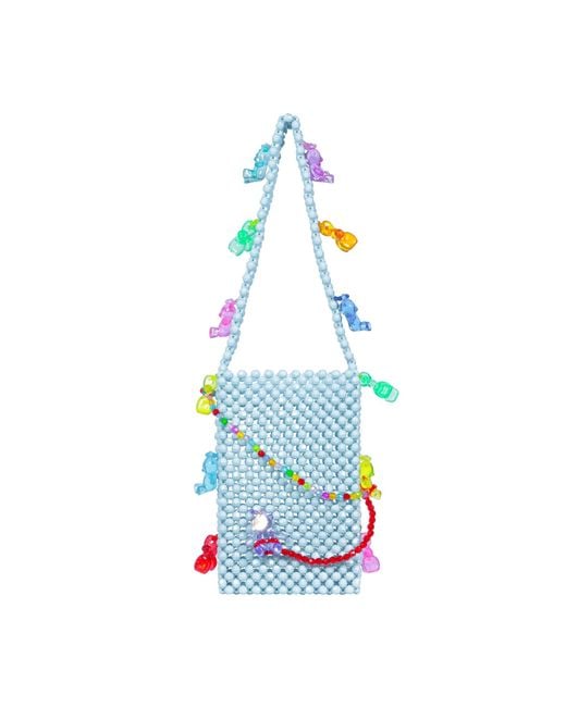 Tillie Beads Blue Pastel Teddy Charms Beaded Shoulder Bag