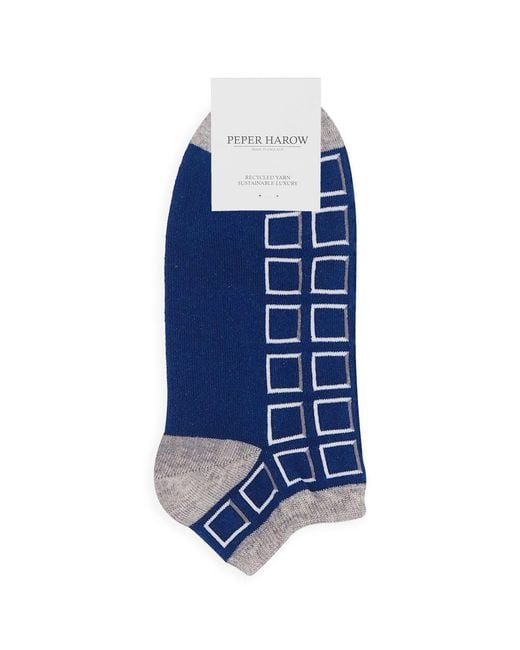 Peper Harow - Made in England Blue Cube & Polka Denim Trainer Socks Bundle for men
