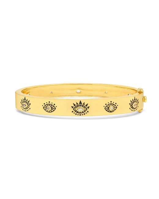 Seven Saints Metallic Evil Eye Protection Bangle, Over Sterling, & Topaz