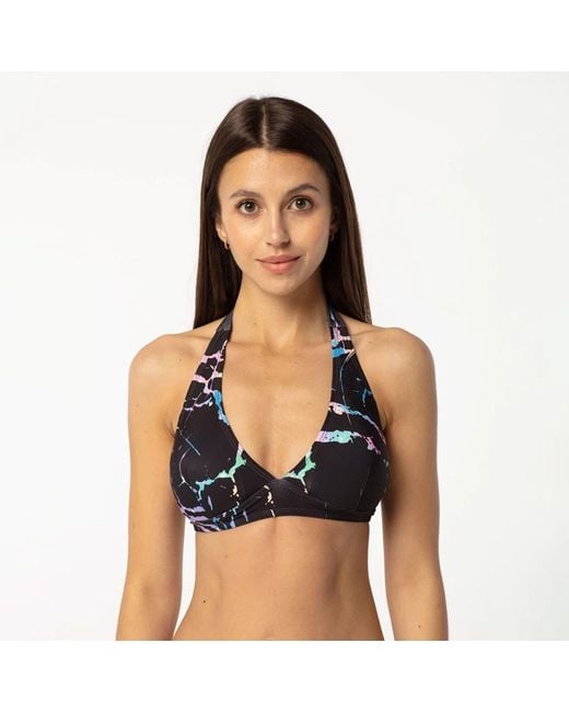 Aloha From Deer Black Nocturnal Glow Halter Neck Bikini Top