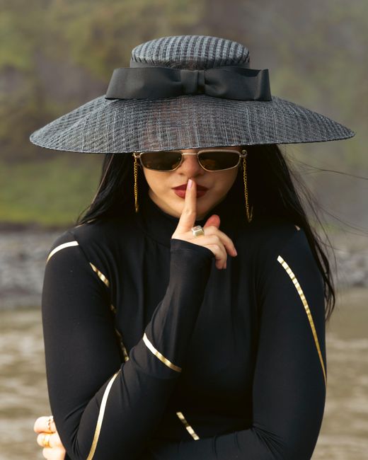 Esther Saadia Black Geometric Mock Neck Kintsugi