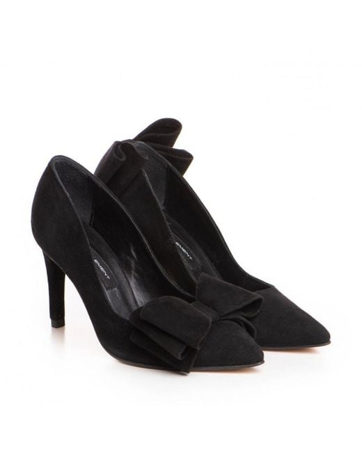 The 5Th Element Black Suede Bow Pumps