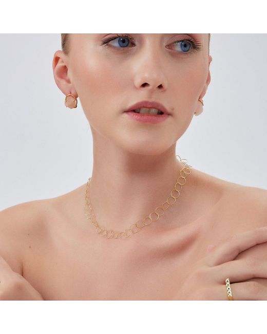Spero London Metallic Circle Hoops Sterling Chain Necklace