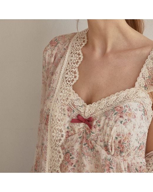 Luna Luz Orange Etoile Floral Slip & Robe Ensemble