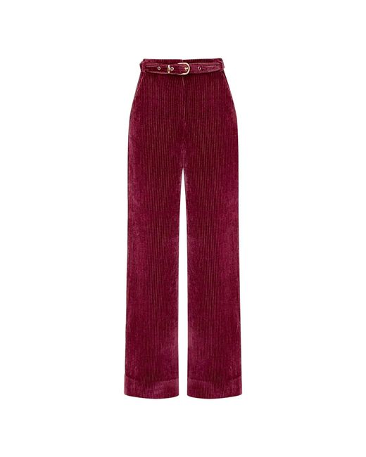 Why Mary Red Odessa Stretch Corduroy High Waisted Pants