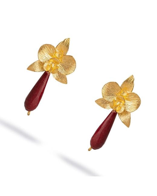 Ebru Jewelry Metallic Orchid Flame Agate Earrings