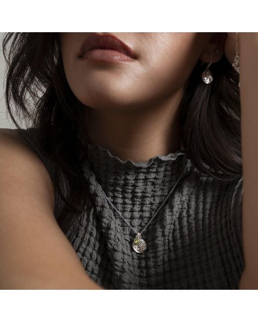 Dower & Hall Metallic Hammered Disc & Peridot Array Pendant