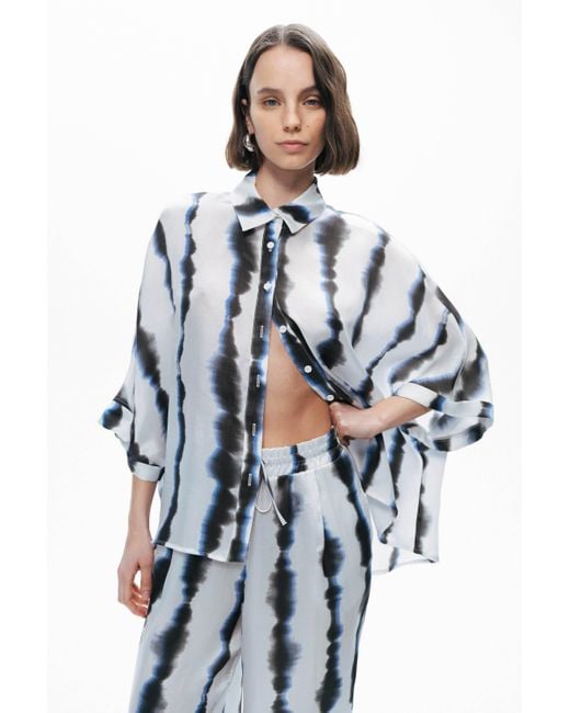 Nocturne Blue Flowy Tie-Dye Patterned Shirt