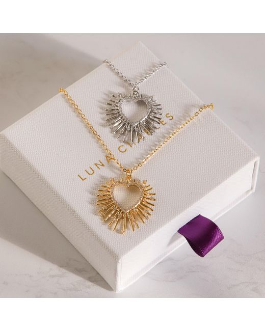 Luna Charles Metallic Cher Starburst Heart Pendant Necklace