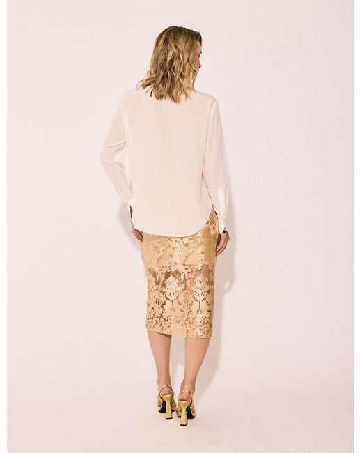 Lindsay Nicholas New York White Tuxedo Blouse