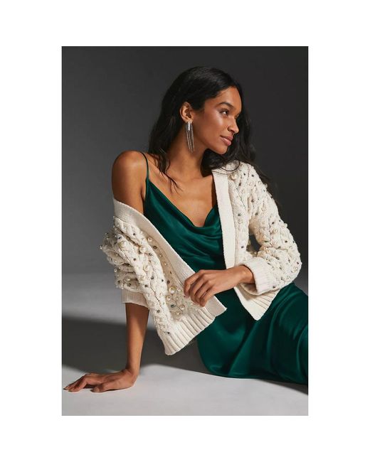 Saachi Natural Holiday Ivory Cardigan Pearl Knit