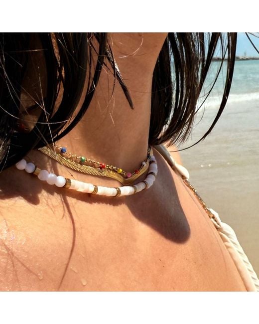 Evie Jewelry Metallic Colour Wave Fine Beaded Waterproof Necklace