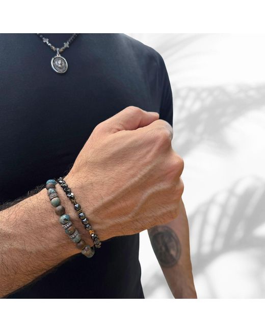 Ebru Jewelry Multicolor Diamond Good Luck Beaded Bracelet for men