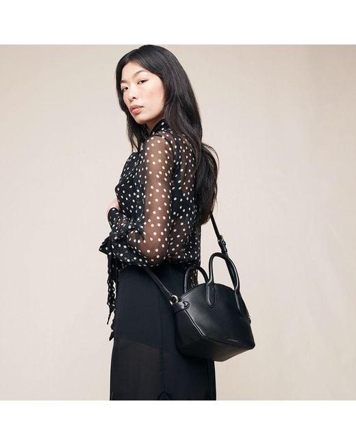 Lulu Guinness Black Leather Simone Handheld Bag