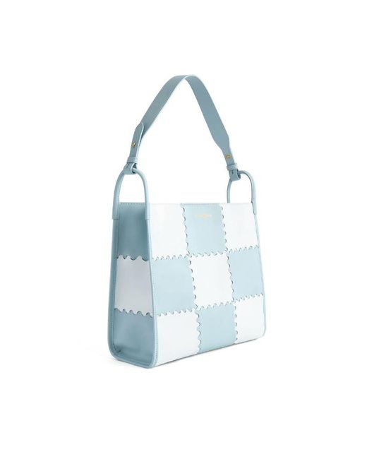 Orange Cube Blue Large Mosaic Square Stitch Tote Bag