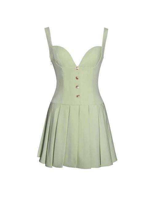 Miss Circle New York Green Tala Pistachio Sleeveless Pleated Preppy Mini Dress