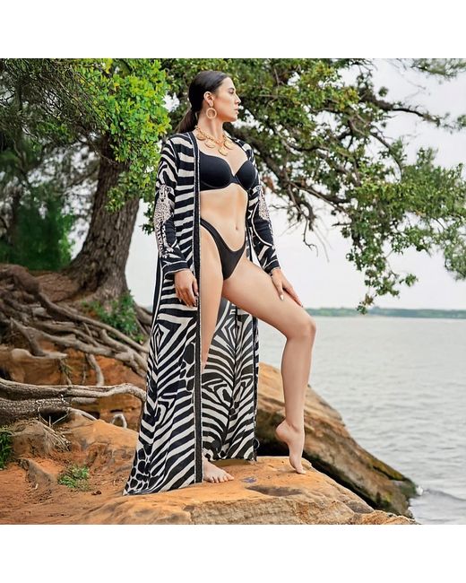 Ana Luisa Black Tanzania Inspired Open Front Kaftan