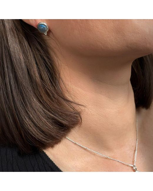 The Jewellery Store London Metallic Labradorite 'You Are Loved' Stud Earrings