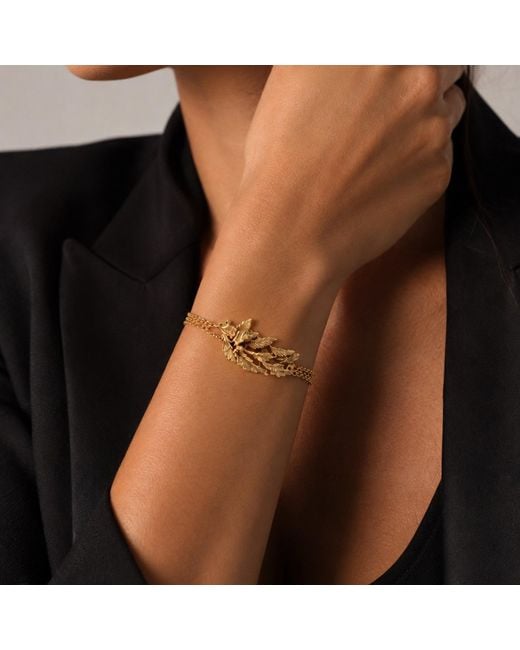 Unaloe Metallic Vermeil Leaf Bracelet Adjustable – Handmade Botanical Jewelry