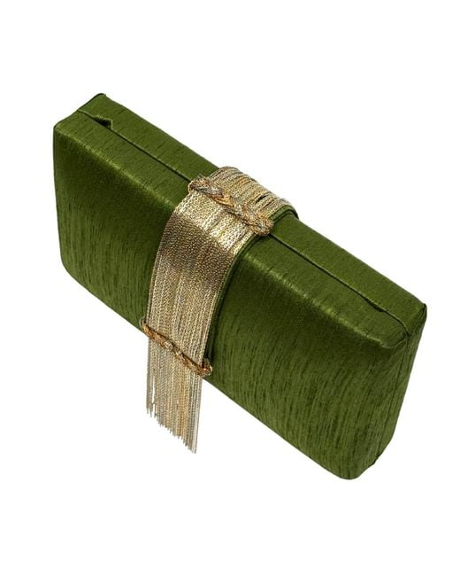 Simitri Green Fringe Clutch