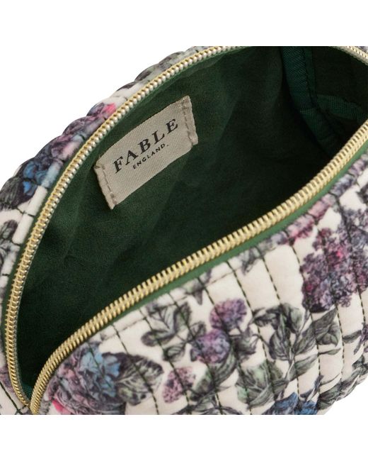 Fable England White Neutrals Hydrangea Small Quilted Makeup Bag & Hydrangea Square Scarf Set