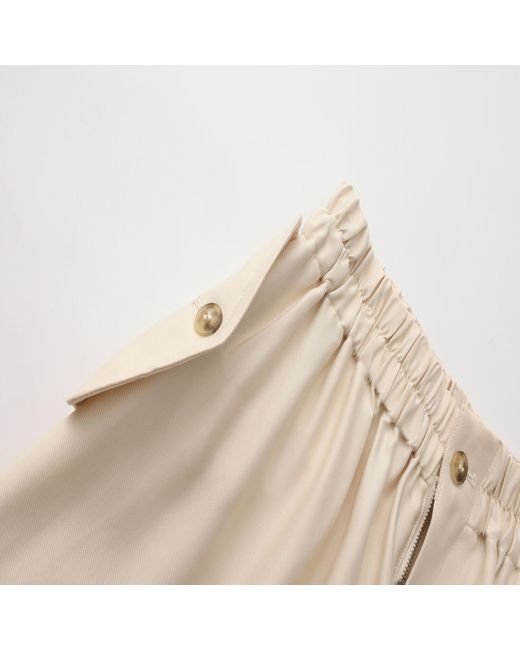 FRONT ROW SHOP Natural Neutrals Ibiza Double Waist Trousers Ivory