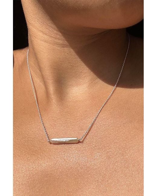 Astor & Orion White Maris Pearl Bar Necklace Sterling