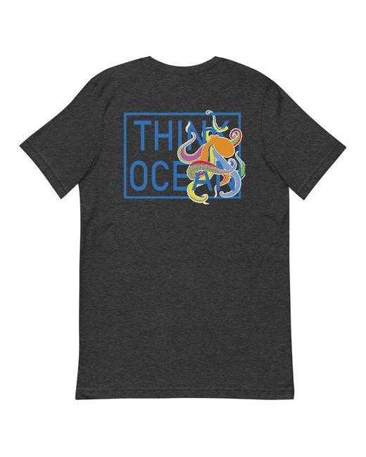 Anchor and Crew Black Heather Think Ocean Octopus Fluorescence Cotton Embroidered T-Shirt