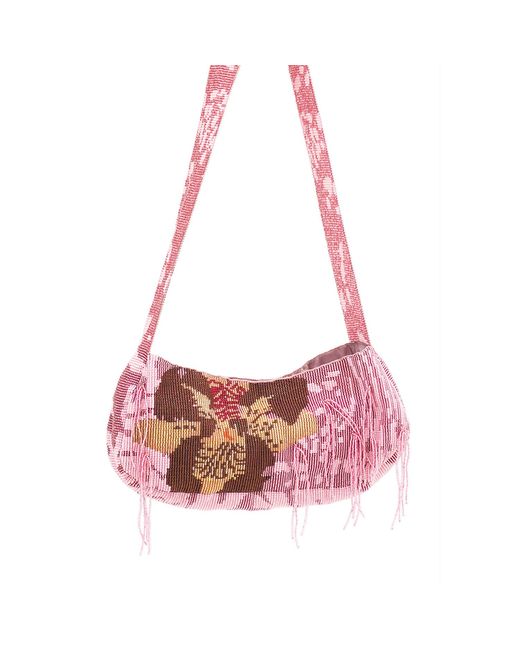 Manuela Cabrales Pink Nodosa Crystal Beads Handbag