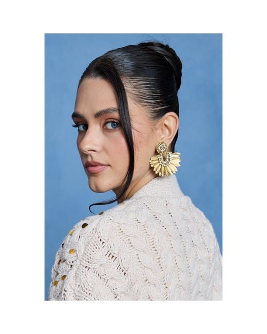 Saachi Metallic Beaded Wing Earrings