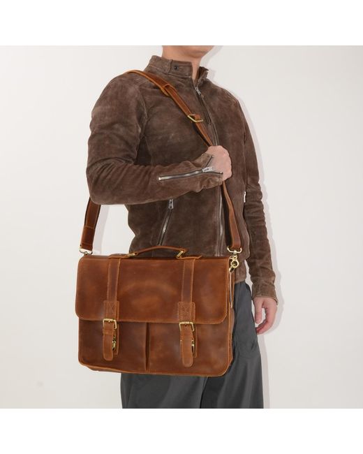 Touri Brown Genuine Leather Laptop Messenger