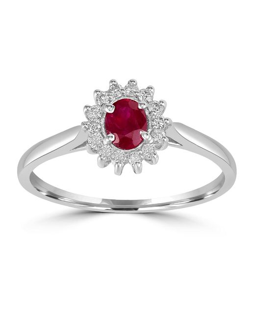 Artisan Multicolor Oval Ruby And Diamond Halo Ring