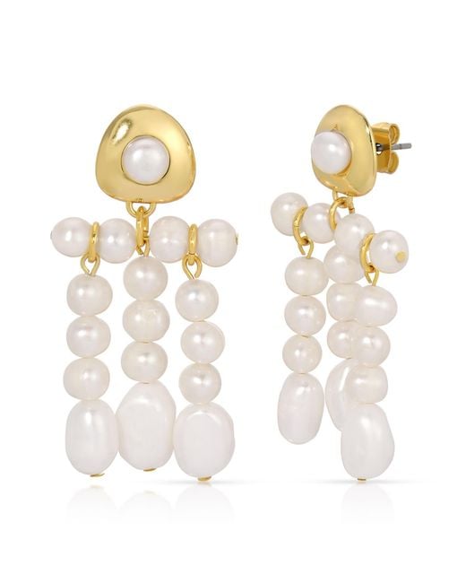 Leeada Jewelry Metallic Cannes Pearl Earrings