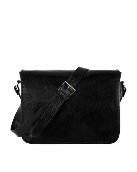 Time Resistance Black Leather Messenger Bag – The Stranger for men