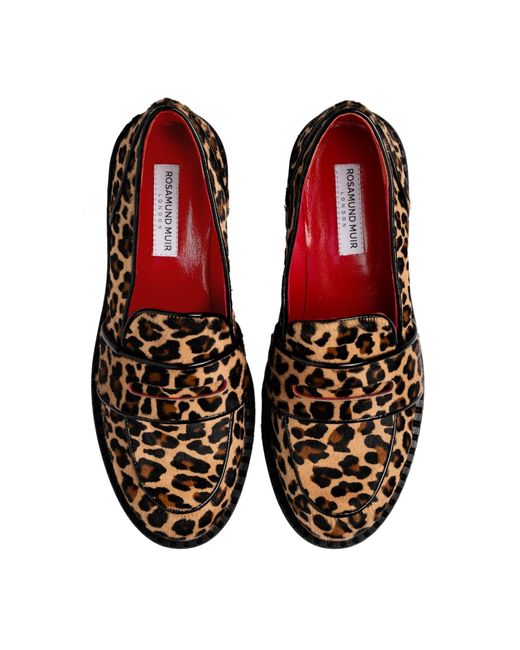 Rosamund Muir London Brown Neutrals Stratford Leopard Print Loafers