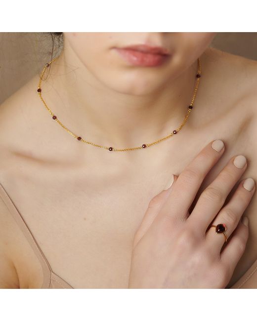 Janus Edinburgh Metallic Hathor Vermeil Garnet Short Choker Necklace