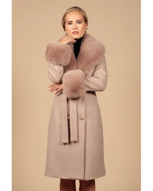 Santinni Pink Marlene Cashmere & Wool Coat