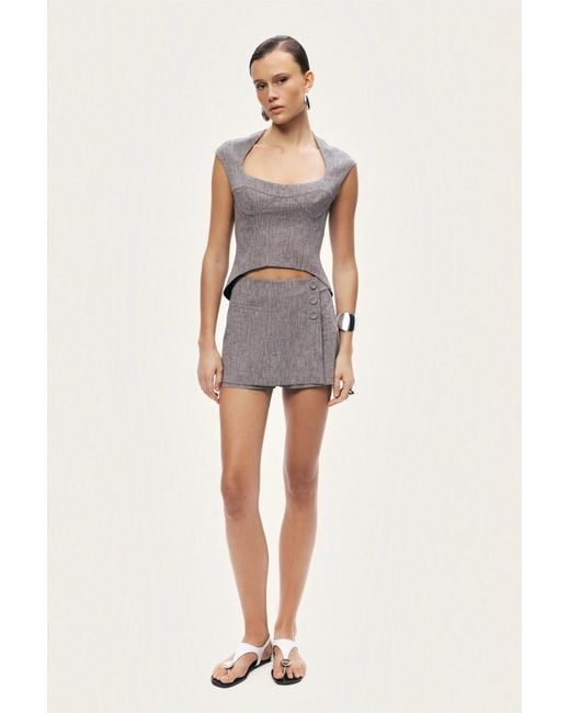 Nocturne Gray Open-Back Tailored Top