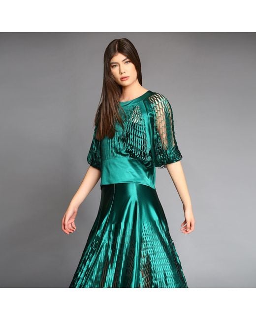Silvia Serban Green Laser Cut Blouse