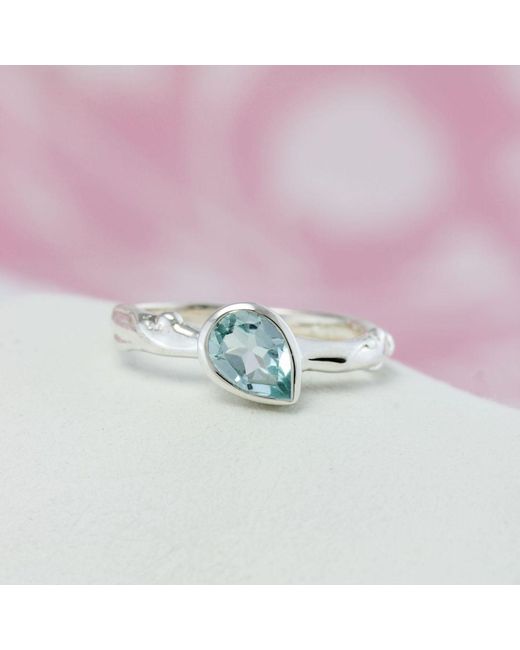Isla Silver White Teardrop Topaz Ring