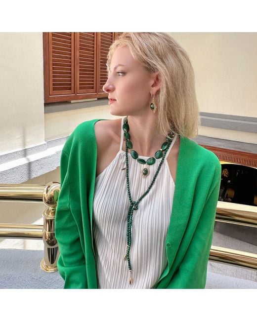 Farra Green Malachite Open Ended Versatile Necklace