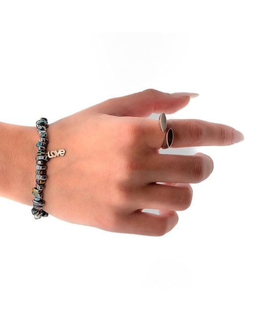Ebru Jewelry Blue Hematite Love Bracelet