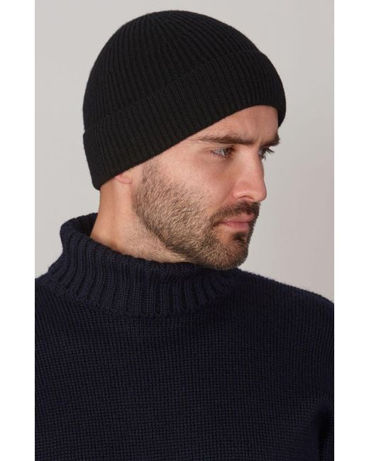 Paul James Knitwear Black Lightweight Merino Cashmere Beaulinee Beanie