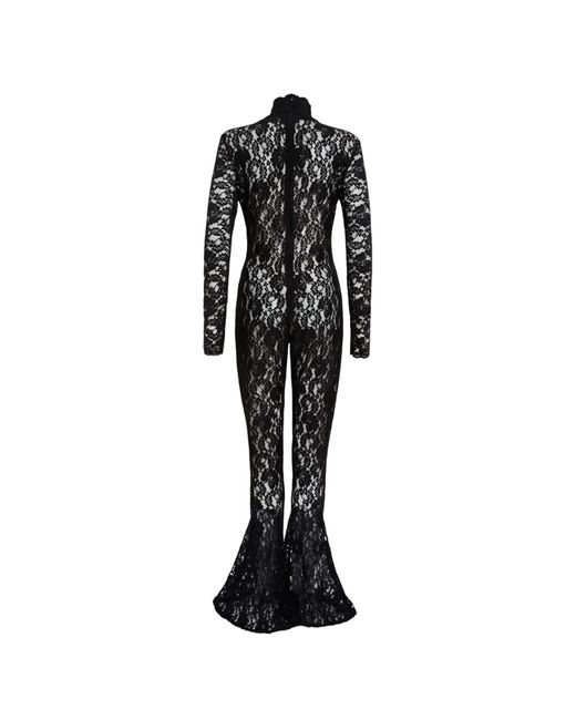 Sarah Regensburger Black Wicked Lace Catsuit Flared