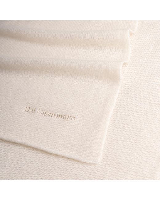 Bel Cashmere Natural Big Knitted Cashmere Scarf Ivory