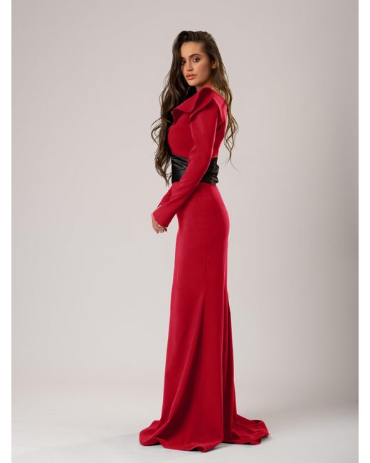 Tia Dorraine Red Magical Night Evening Dress With Satin Belt