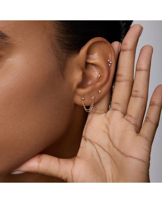 Vanhi Metallic 14K Solid Star Cluster Flat Back Stud